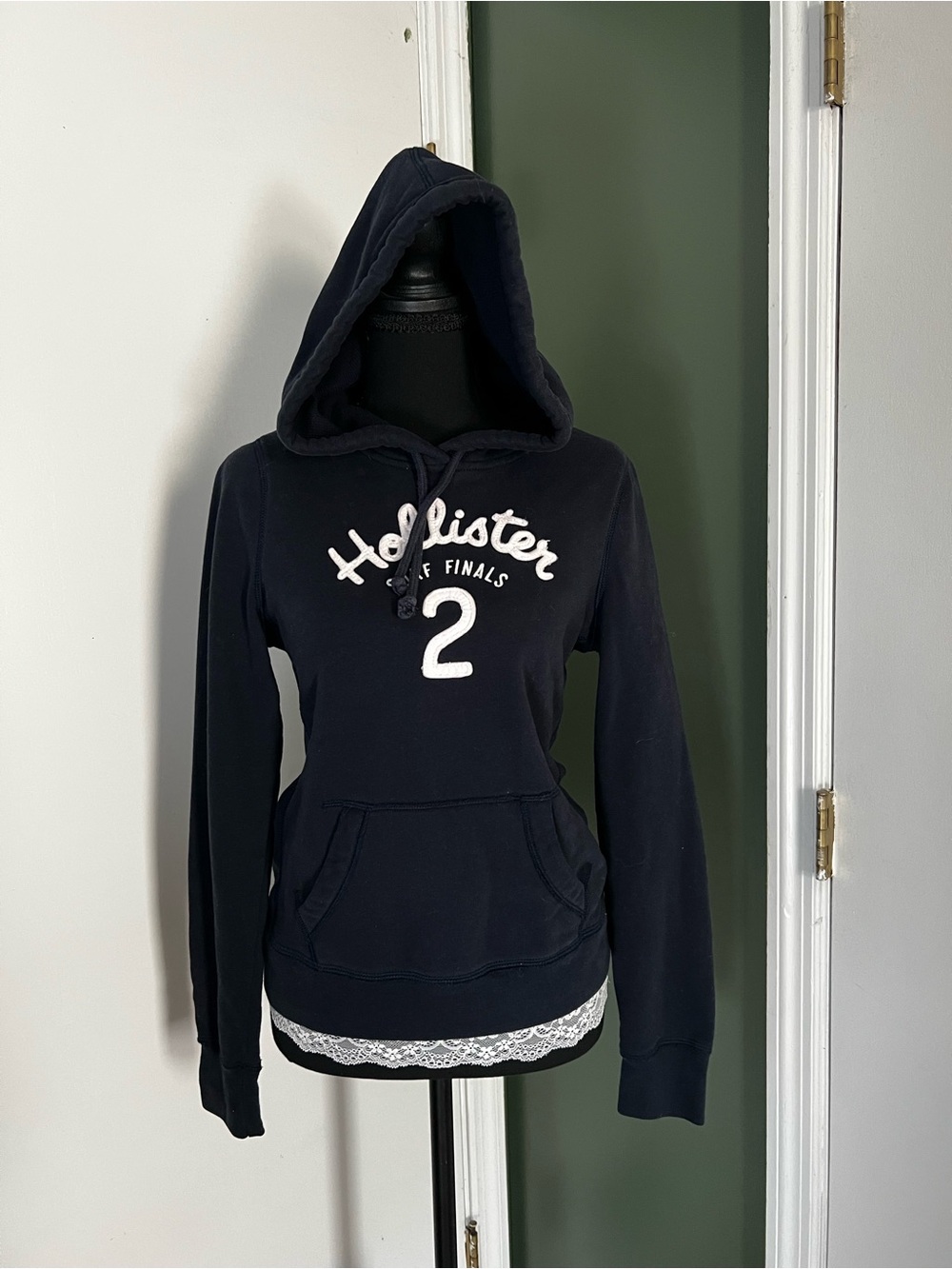 Hollister Navy Hooded Pullover Sweatshirt